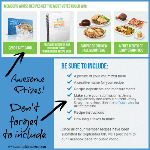 Jenny Craig Simple inspirations Recipe Contest 